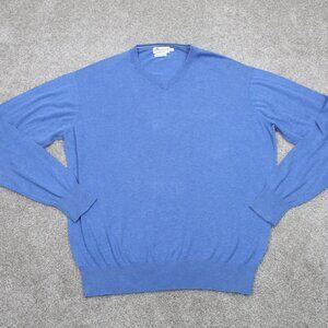 Peter Millar Crown Soft Sweater Mens Large Blue Cotton/Silk V-Neck L/S Pullover